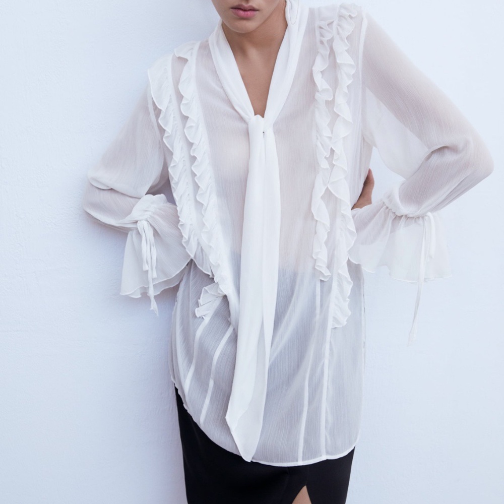 Zara Chiffon Ruffled Blouse